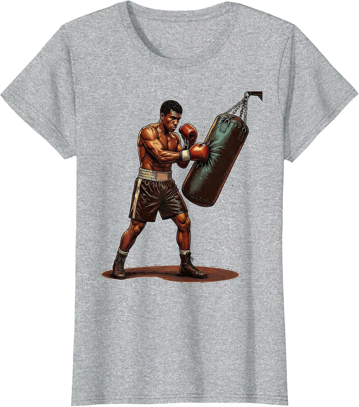 Boxer Resting Heavy Bag Vintage Gym Humor T-Shirt - Heather Grey