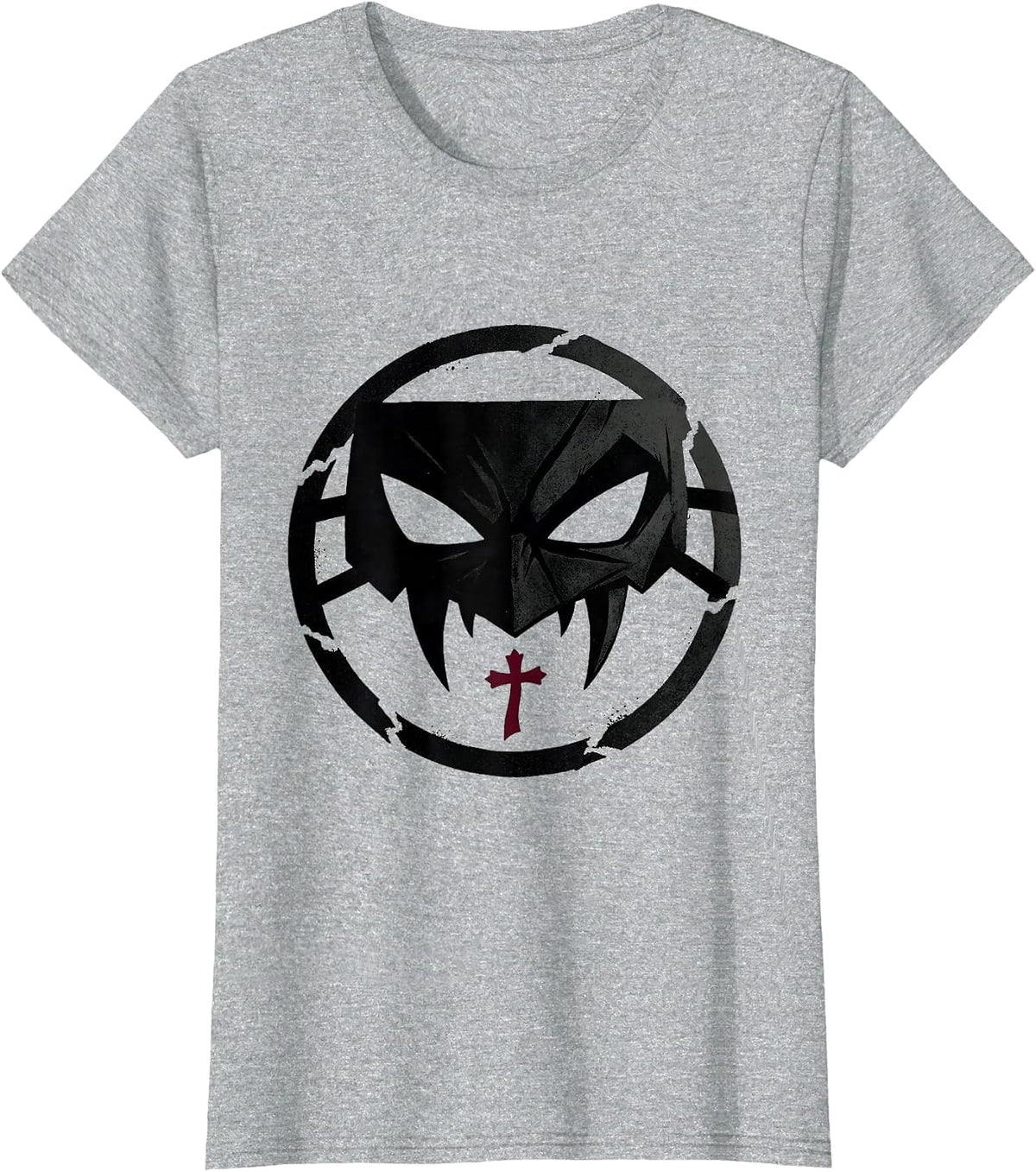 Women's Vampire Eye Mask Badge Y2K Grunge Goth Alt Streetwear T-Shirt - Heather Grey