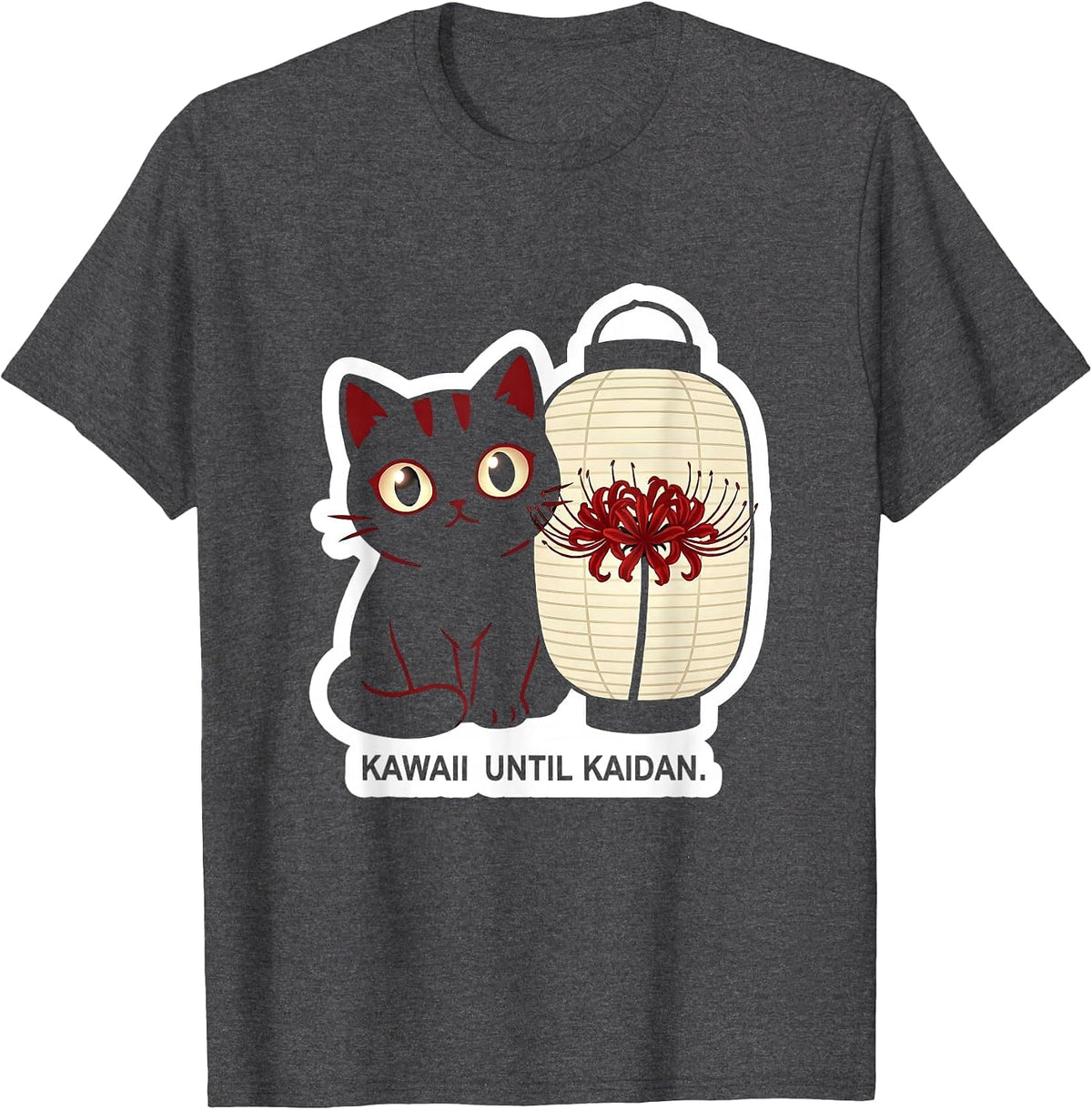 Men's Kawaii Until Kaidan Horror Anime Kawaii Goth Aesthetic T-Shirt - Dark Heather Grey