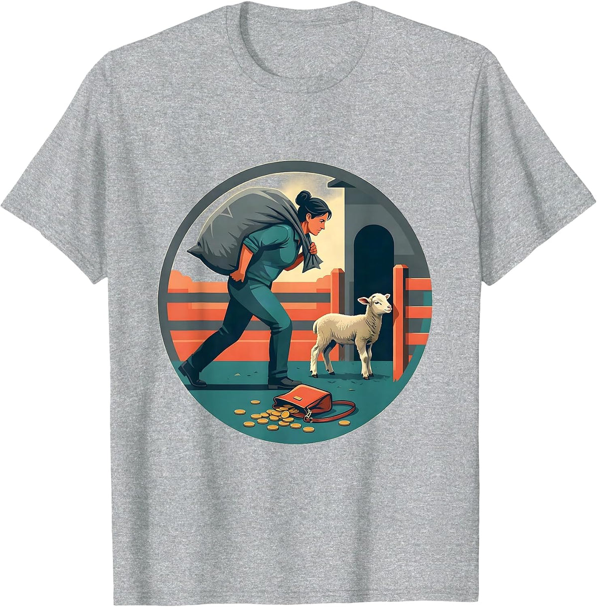 Men's Livestock Show Mom Badge Flat Vector Farm Humor T-Shirt - Heather Grey