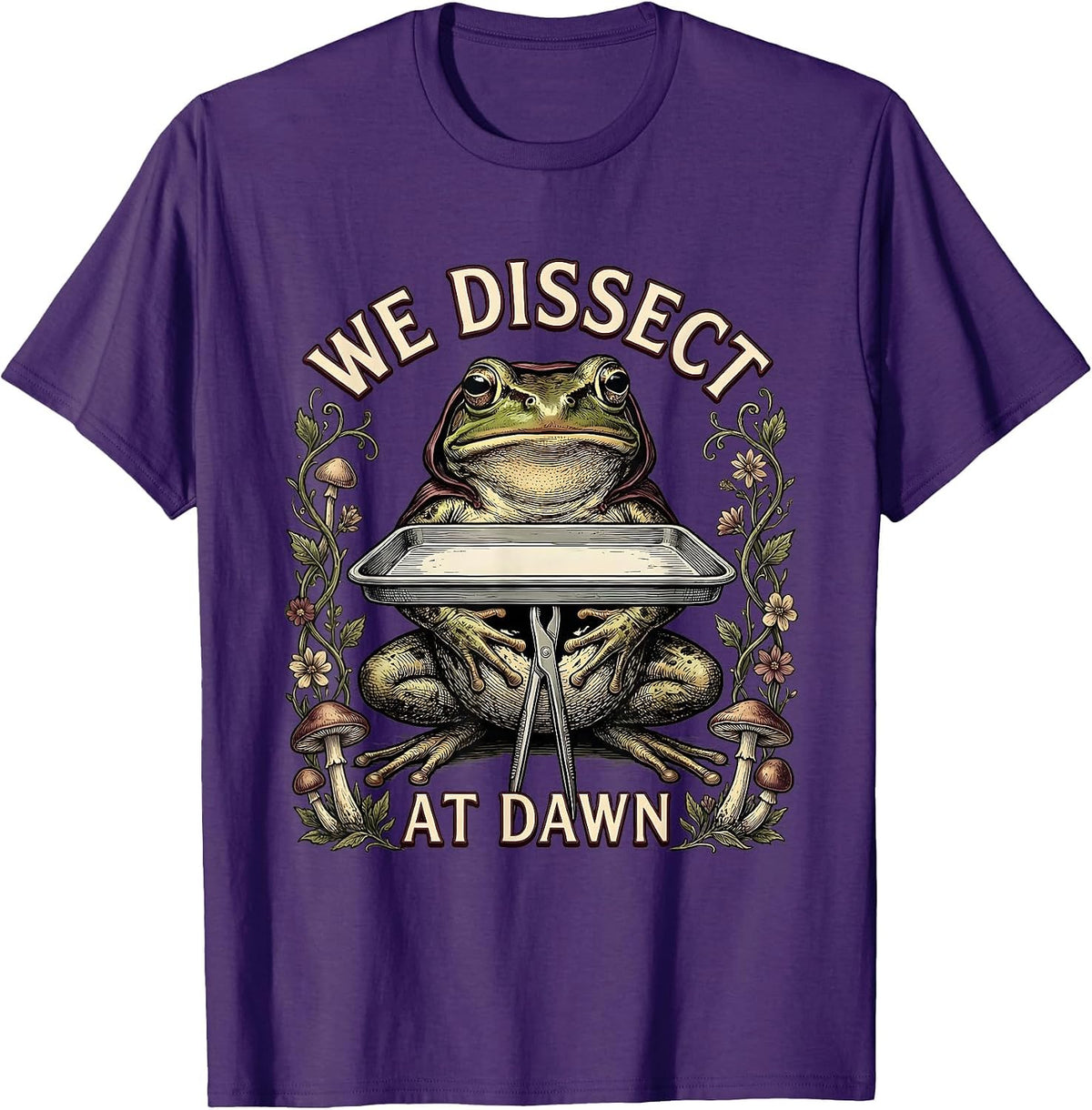 We Dissect At Dawn Funny Frog Teacher Back to School T-Shirt - Purple
