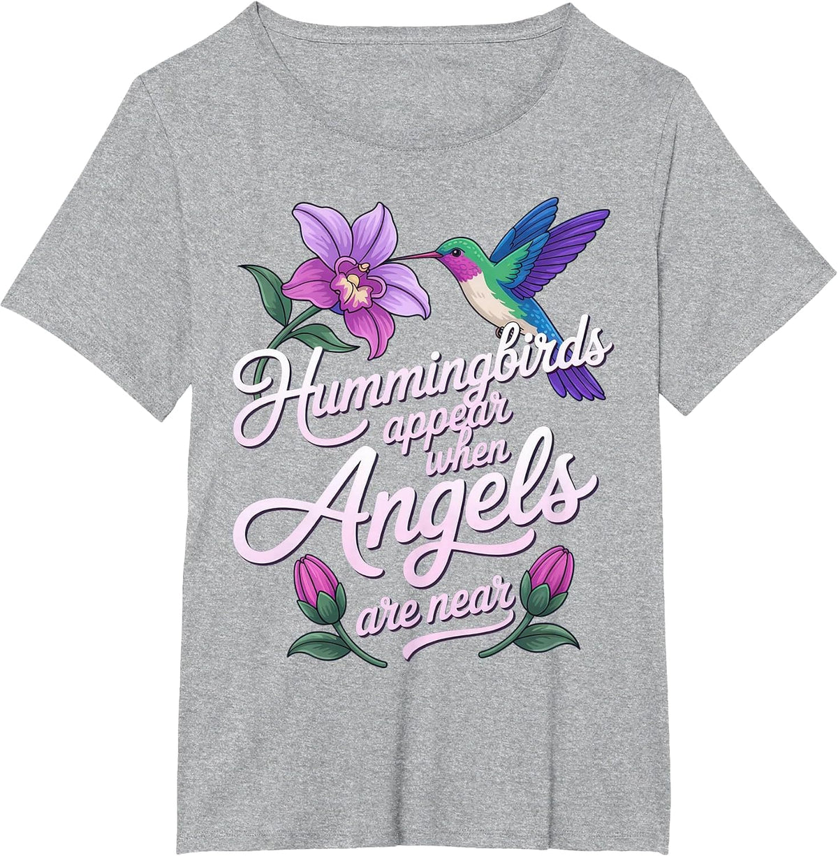Hummingbirds Appear When Angels are Near + Spiritual Calm T-Shirt - Heather Grey