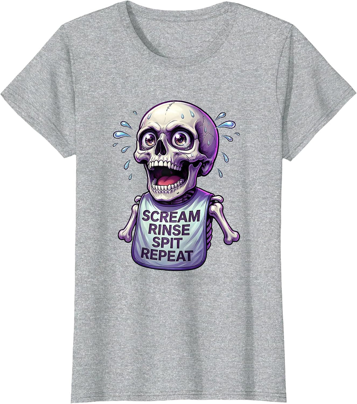 Halloween Dental Suction Scream Rinse Spit Repeat T-Shirt - Heather Grey