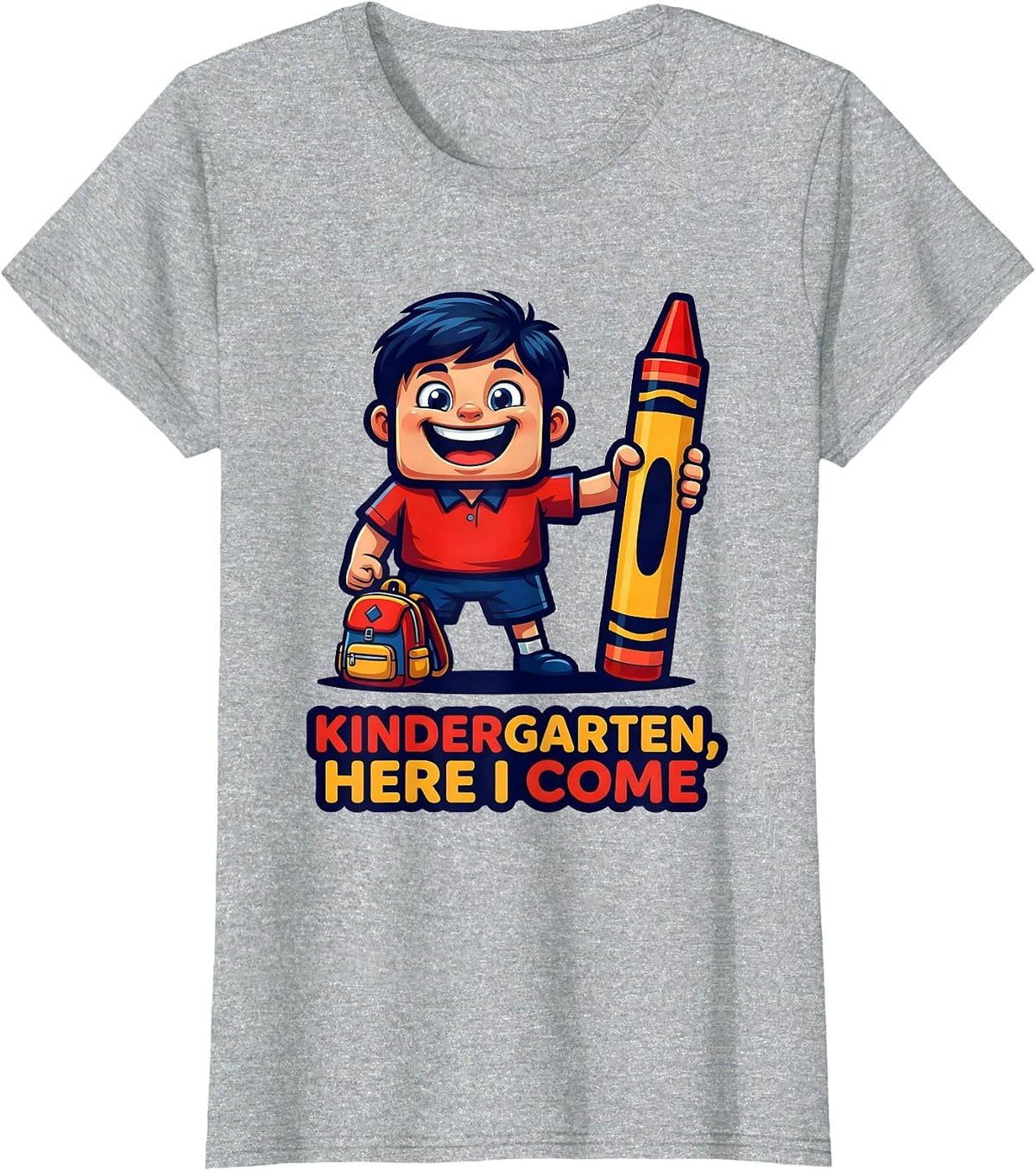 Kindergarten, Here I Come Playful Kindergarten Teacher Back T-Shirt - Heather Grey