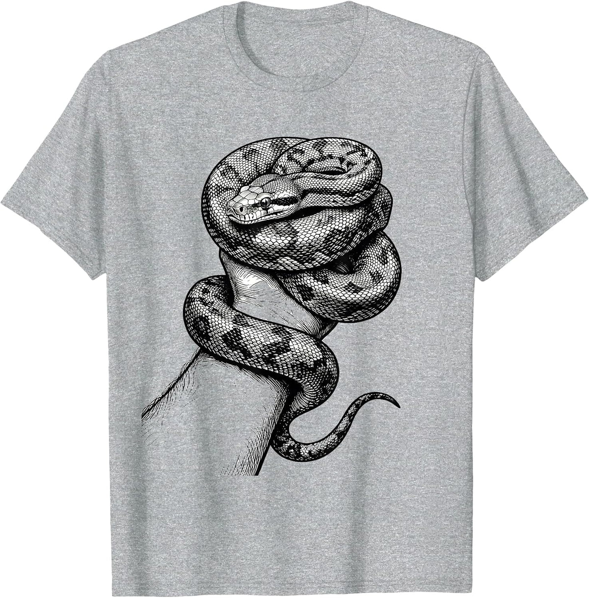 Men's Contour-Line Ball Python Snake Owner Reptile Humor T-Shirt - Heather Grey