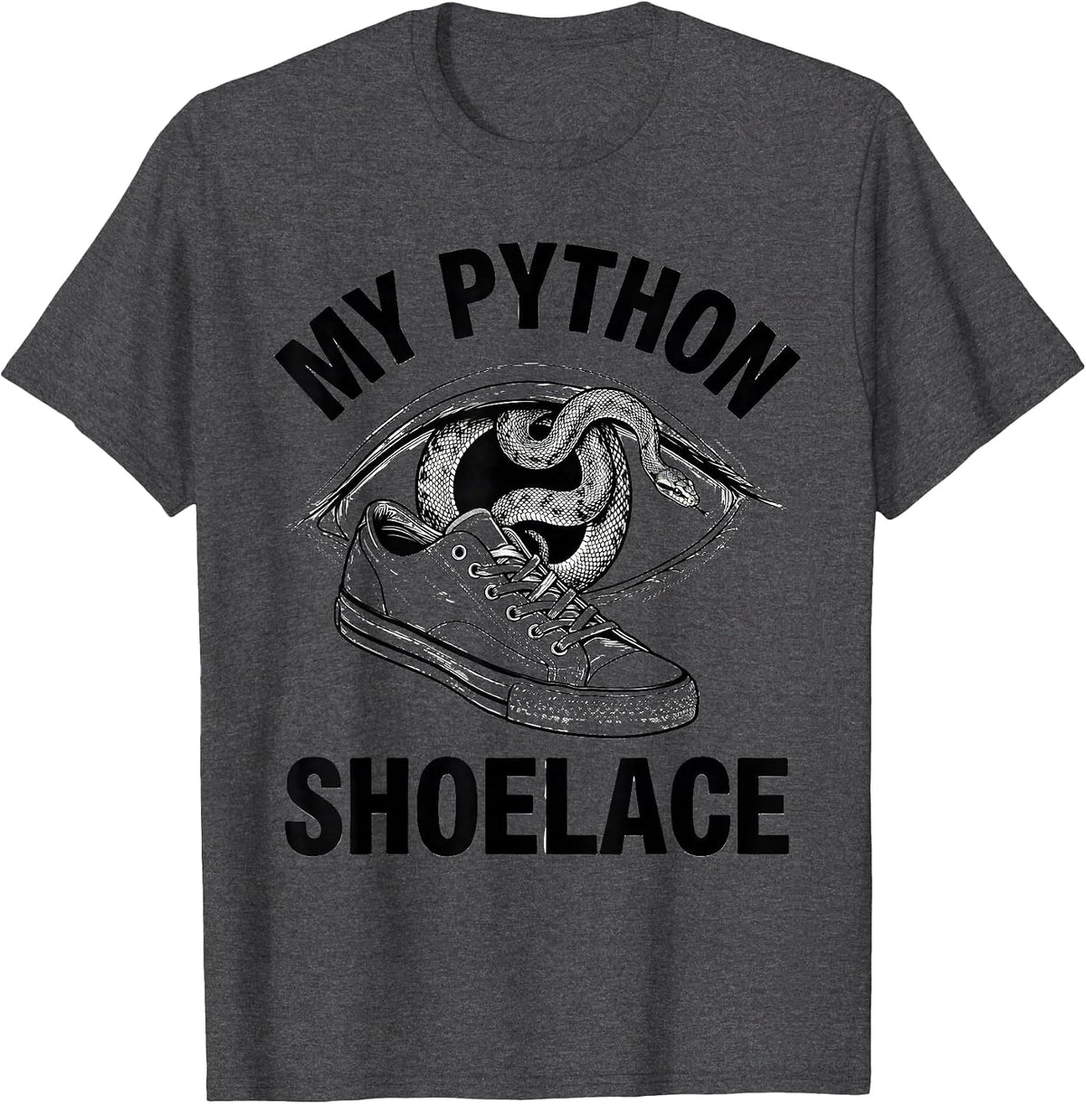 Men's My Python Shoelace Funny Ball Python Reptile Lover Gift T-Shirt - Dark Heather Grey