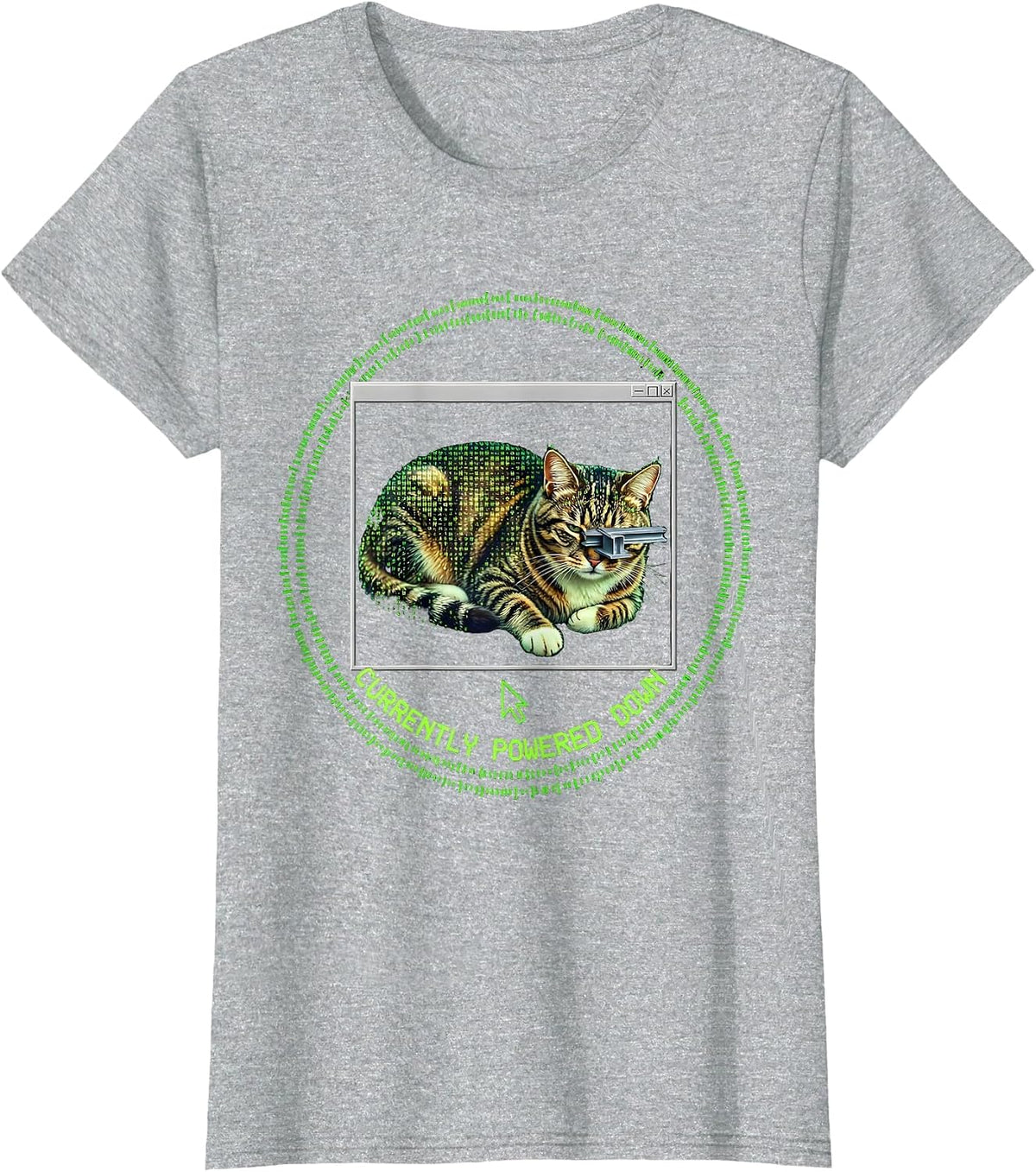 Currently Powered Down Funny Cat Meme Internet Humor T-Shirt - Heather Grey