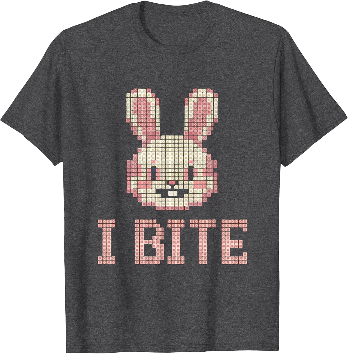 I Bite Alt Goth Kawaii Bunny Rabbit Cute Eerie Humor T-Shirt - Dark Heather Grey