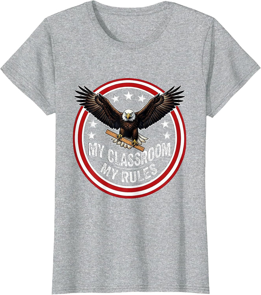 My Classroom My Rules First Grade Teacher Design T-Shirt - Heather Grey