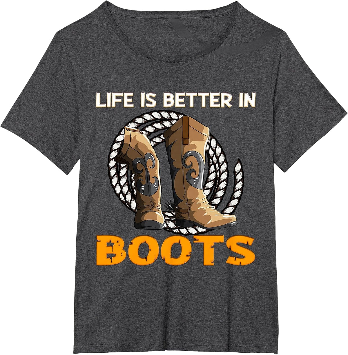 Life is Better in Boots Herd Animals Cowboy Boots T-Shirt - Dark Heather Grey