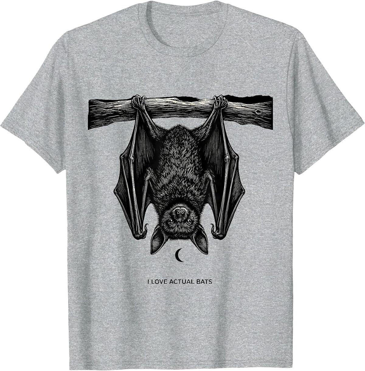 Men's I Love Actual Bats Funny Bat Lover Halloween Nature Humor T-Shirt - Heather Grey