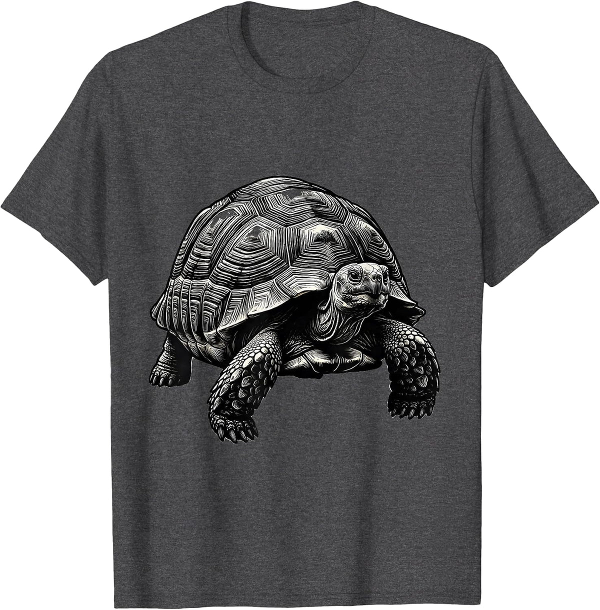 Tortoise Humor Pet Lover Scratchboard Graphic T-Shirt - Dark Heather Grey