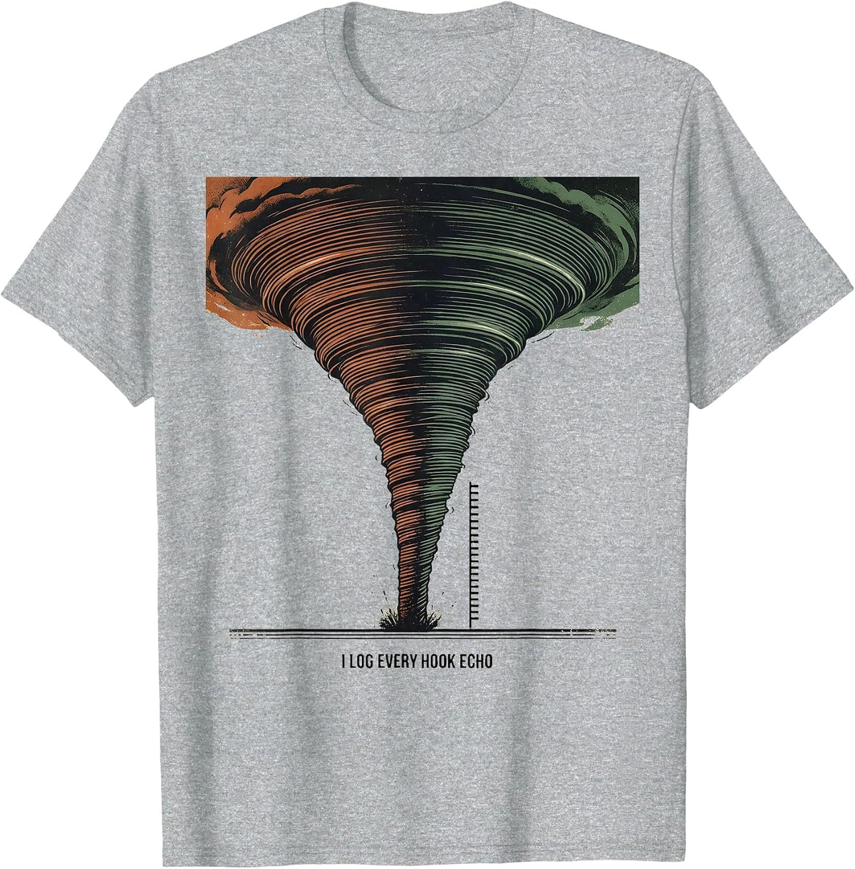 Men's I Log Every Hook Echo Vintage Storm Chaser Tornado T-Shirt - Heather Grey