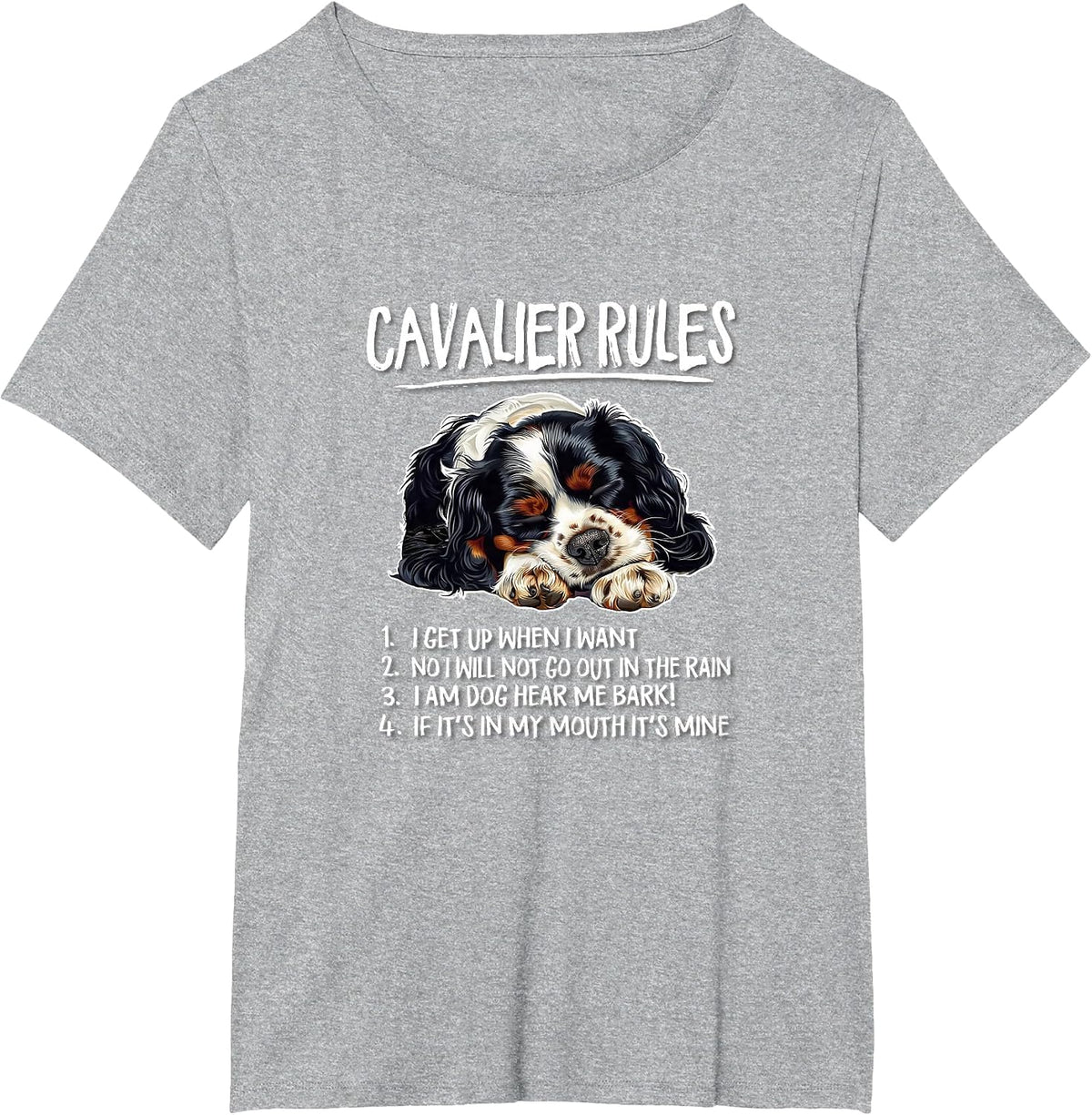 Nap Rules Tricolor Cavalier King Charles Spaniel Dog Lover T-Shirt - Heather Grey