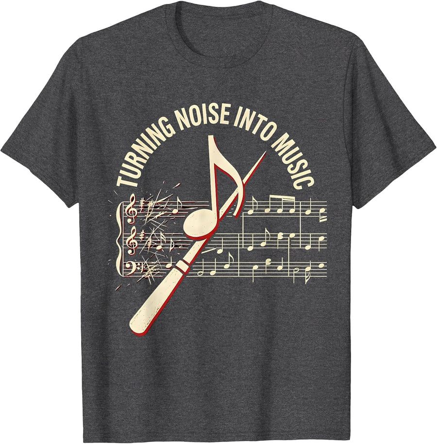 Men's Turning Noise Into Music Music Teacher Design T-Shirt - Dark Heather Grey