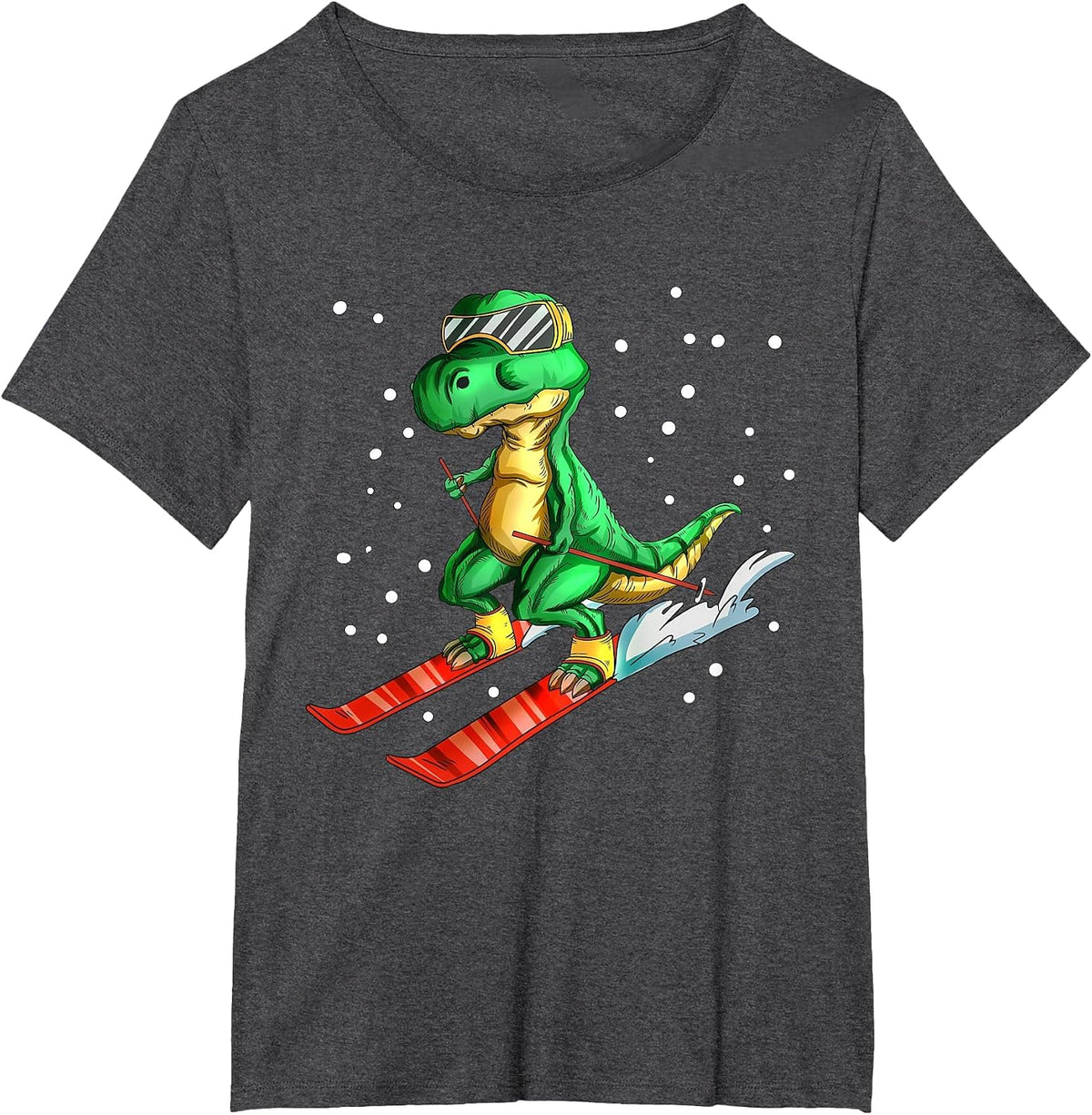 Dinosaur T-Rex Dinosaur with Ski Goggles T-Shirt - Dark Heather Grey
