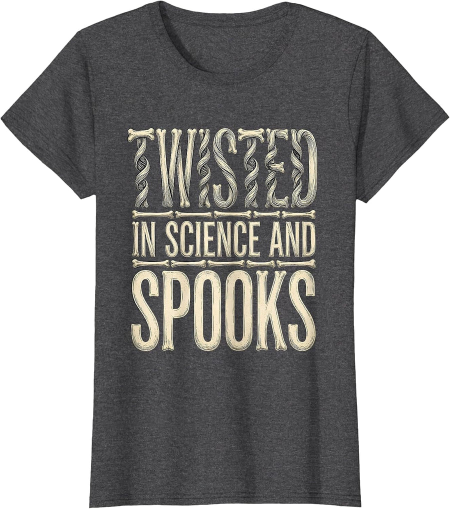 Women's Halloween Teacher DNA Candy Corn Bones Design T-Shirt - Dark Heather Grey