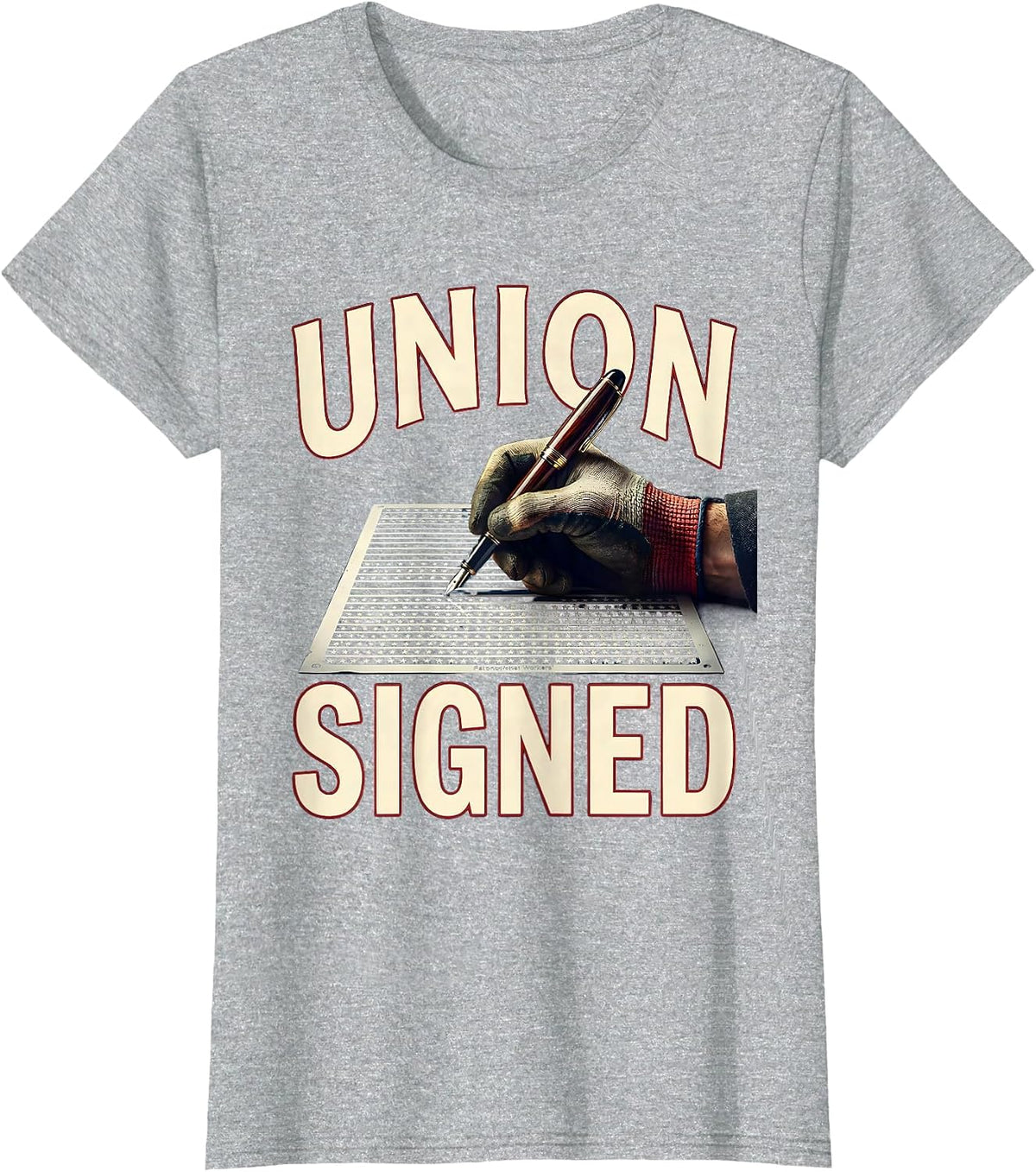 Union Signed Patriotic Labor Day Union Worker Pride T-Shirt - Heather Grey