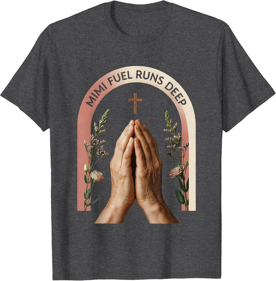 Men's Mimi Fuel Runs Deep Grandma Love Design T-Shirt - Dark Heather Grey