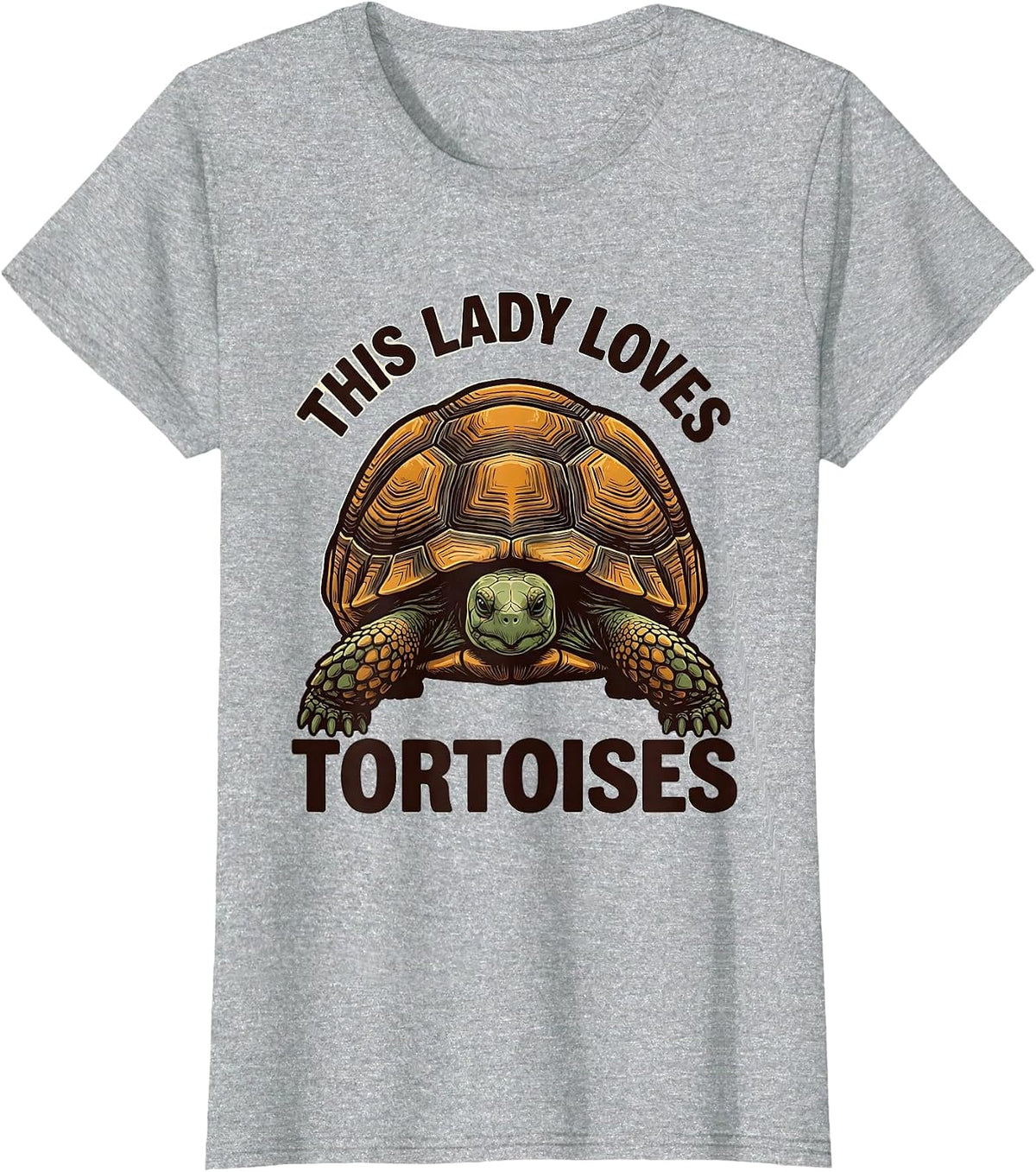 Women's This Lady Loves Tortoises Funny Reptile Lover Screenprint T-Shirt - Heather Grey