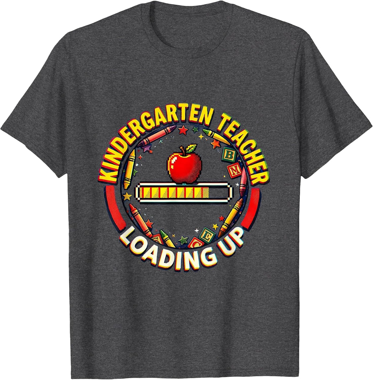 Men's Kindergarten Teacher Loading Up Educator Design T-Shirt - Dark Heather Grey