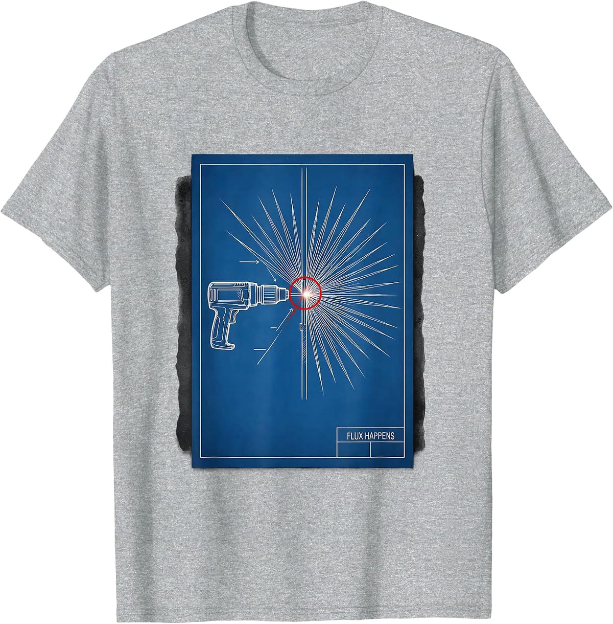 Men's Flux Happens Technical Blueprint Welder Metal Fabricator T-Shirt - Heather Grey