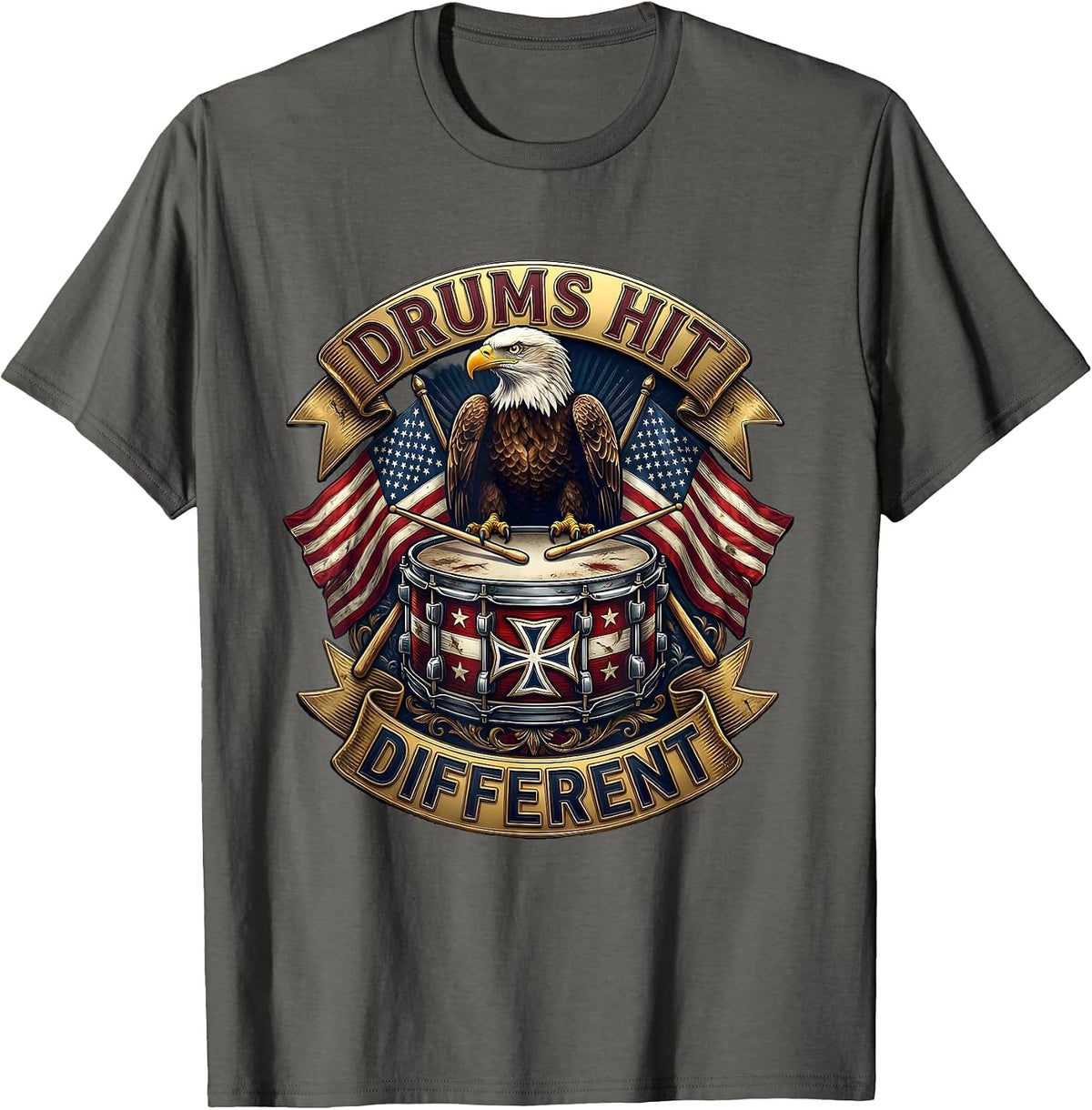 Drums Hit Different Drummer Music Design T-Shirt - Asphalt Grey