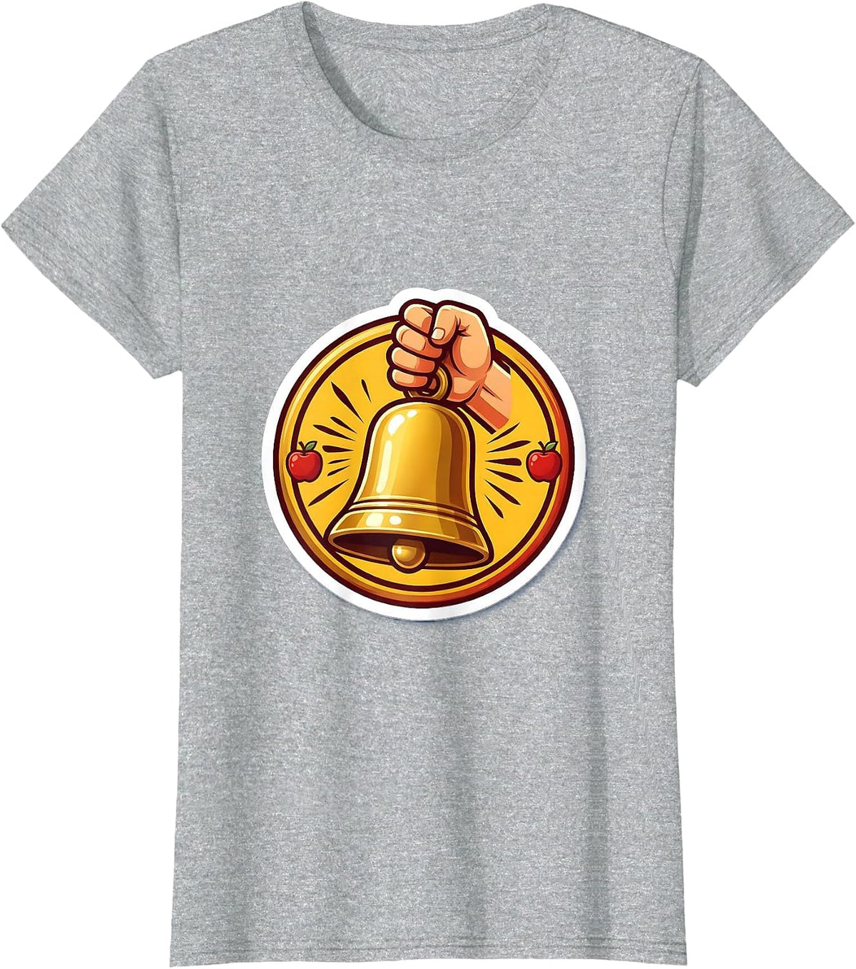 Third Grade Teacher Old School Bell Illustration T-Shirt - Heather Grey