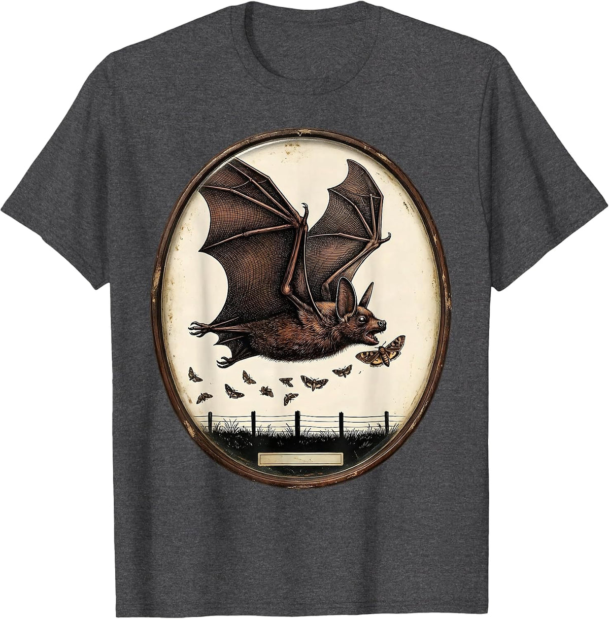 Brown Bat Vintage Bat Lover Nature Conservation T-Shirt - Dark Heather Grey