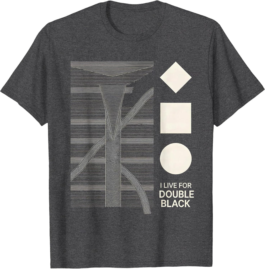 Men's I Live For Double Black Geometric Ski Snowboard Humor T-Shirt - Dark Heather Grey