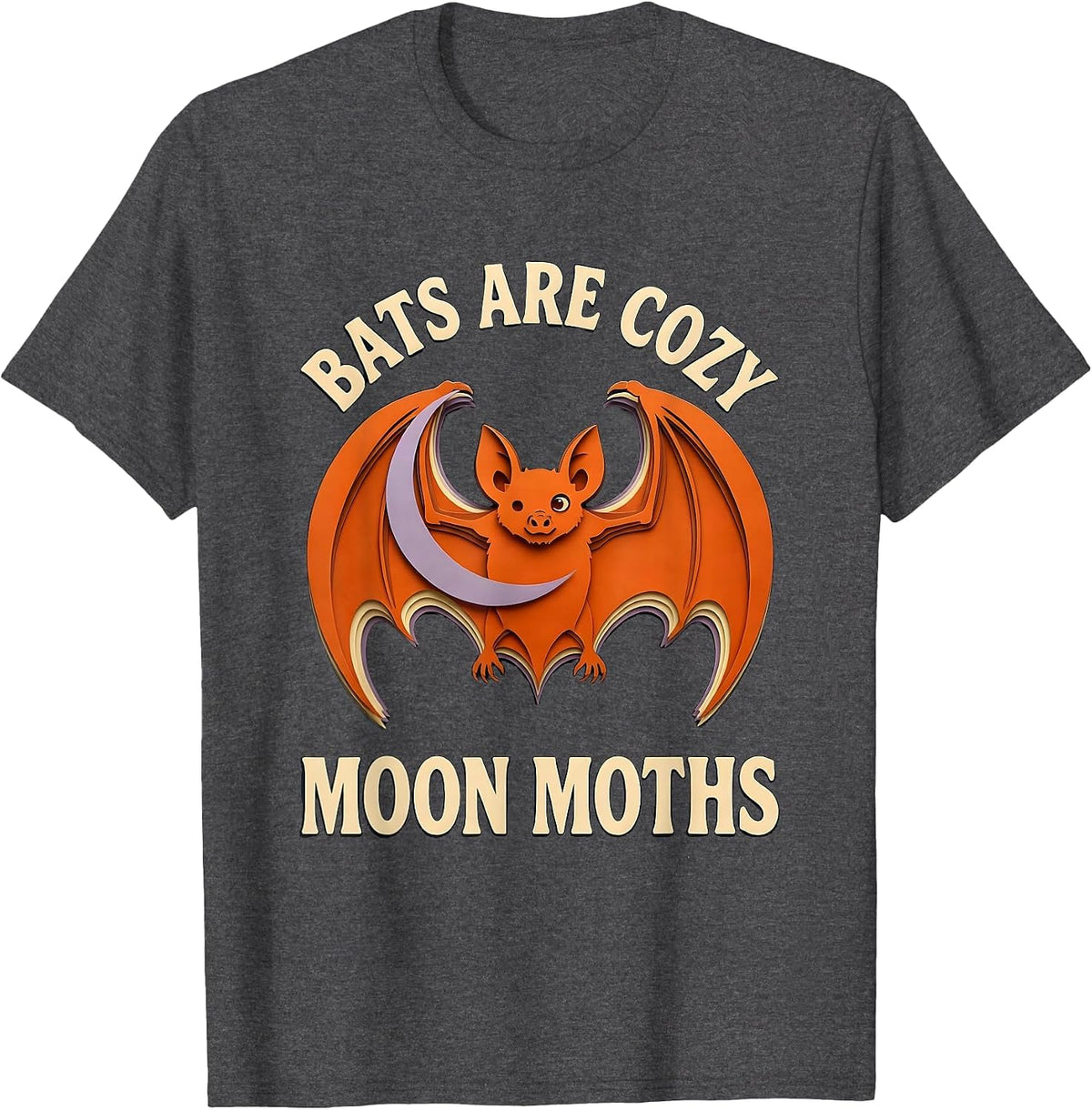 Men's Bats Are Cozy Moon Moths Funny Bat Lover Wildlife Biology T-Shirt - Dark Heather Grey