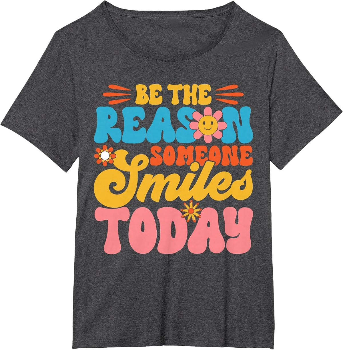 Retro Teacher Be The Reason Someone Smiles Today Teacher T-Shirt - Dark Heather Grey