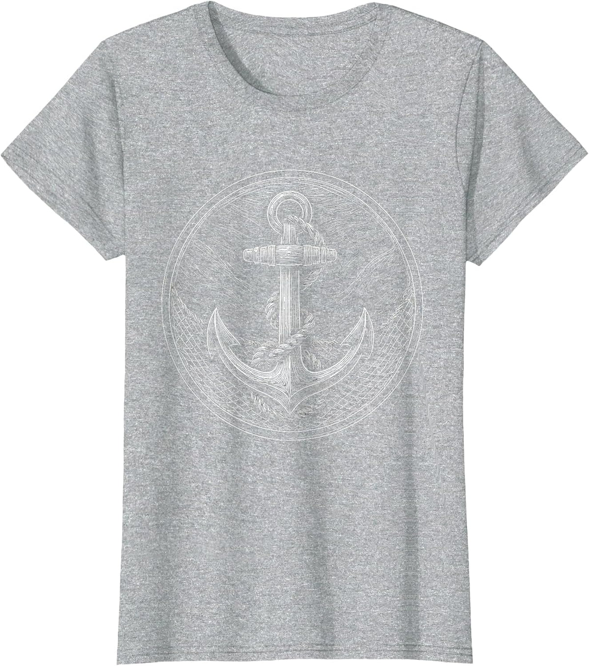 Anchor Tangled in Fishing Net Underwater Art T-Shirt - Heather Grey