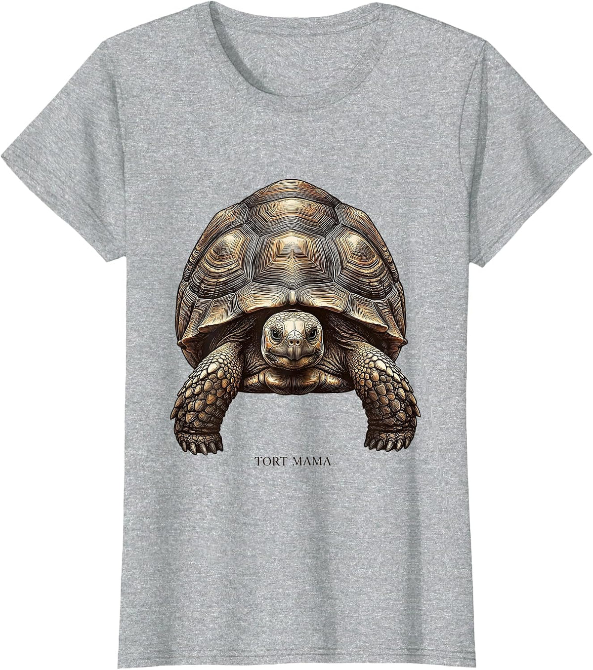 Tort Mama Crosshatch Etching Sulcata Tortoise Owner Pet T-Shirt - Heather Grey