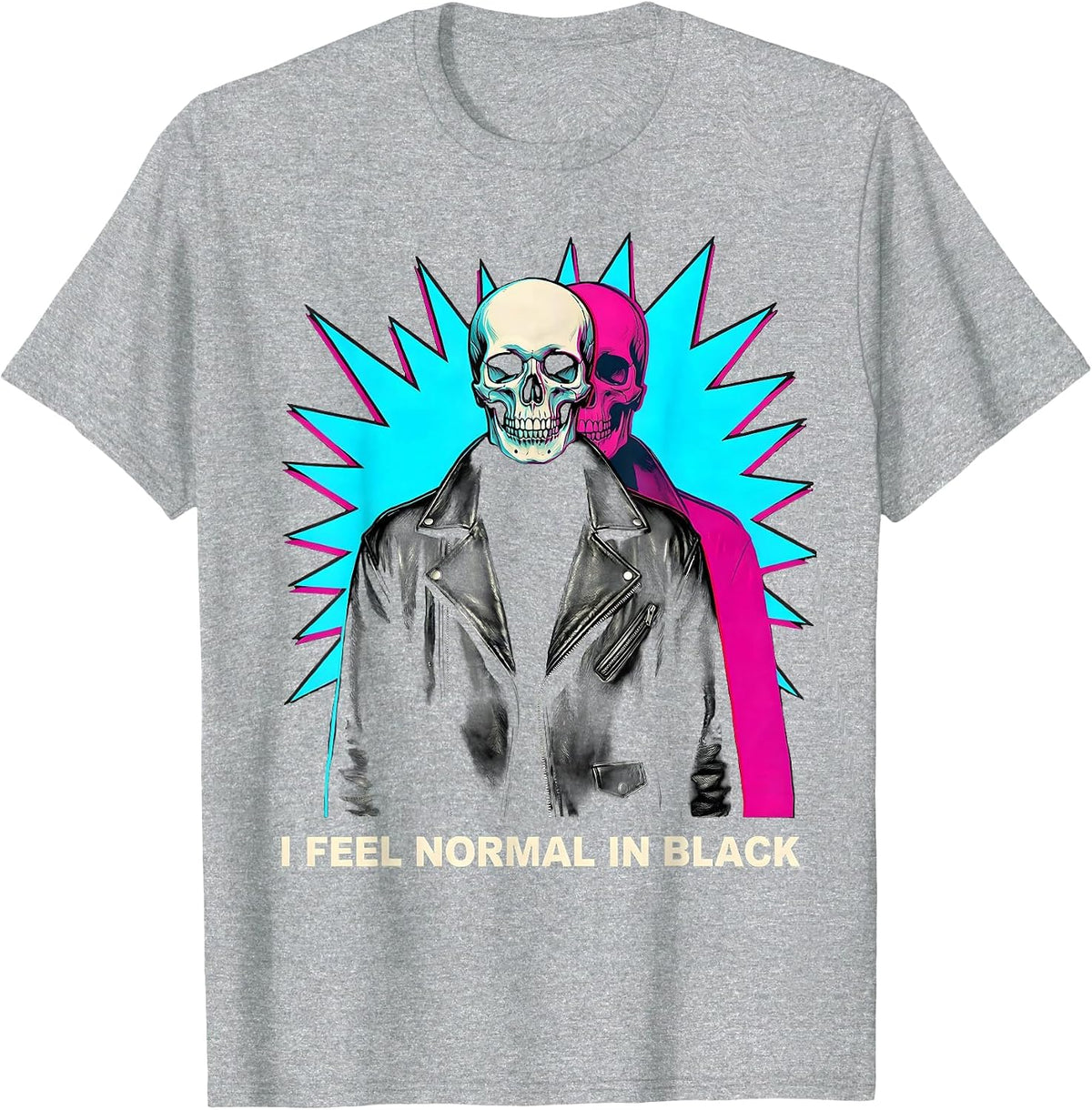 Men's I Feel Normal In Black Pop Art Goth Alt Skull Y2K Grunge T-Shirt - Heather Grey