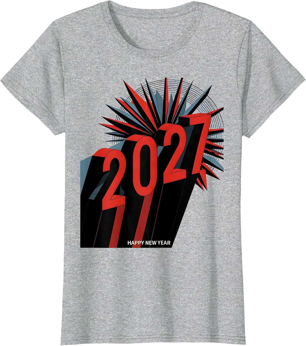 Happy New Year 2027 Constructivist Party Host Keepsake T-Shirt - Heather Grey