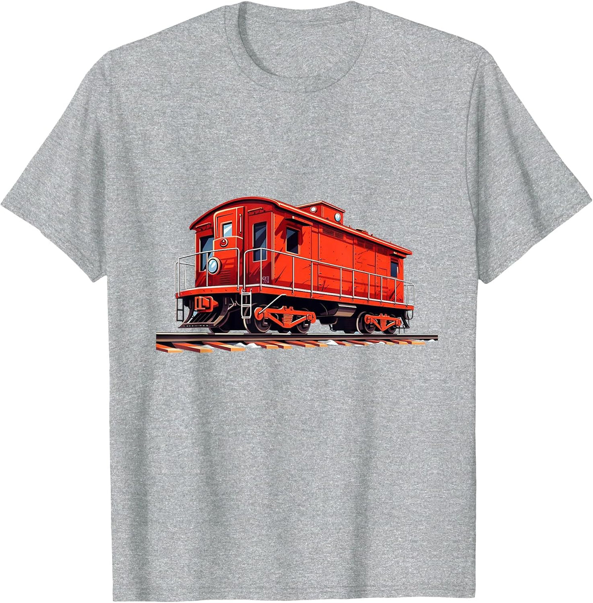 Funny Railroad Caboose for Rail and Railways Lovers T-Shirt - Heather Grey