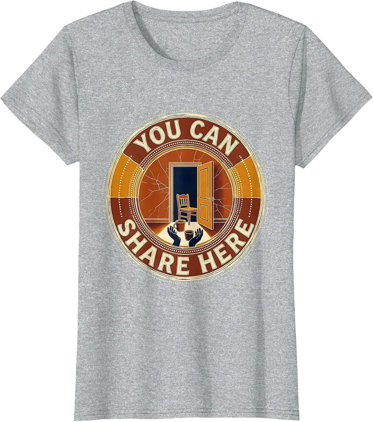 You Can Share Here Batik Wax Resist Mental Health Counselor T-Shirt - Heather Grey