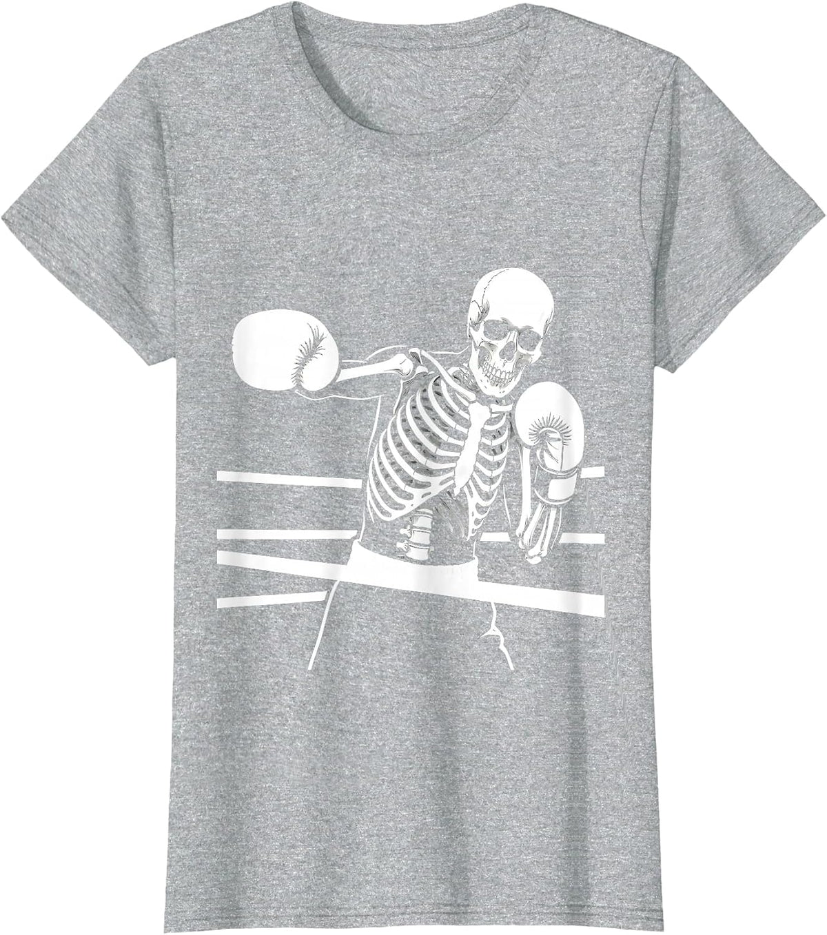 Skeleton Boxer Throwing Punch in the Ring T-Shirt - Heather Grey