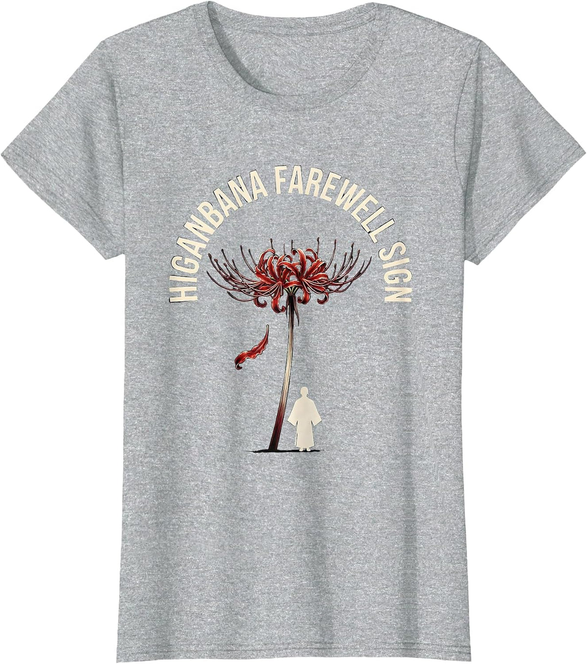 Women's Higanbana Farewell Sign Horror Anime Kawaii Goth Aesthetic T-Shirt - Heather Grey