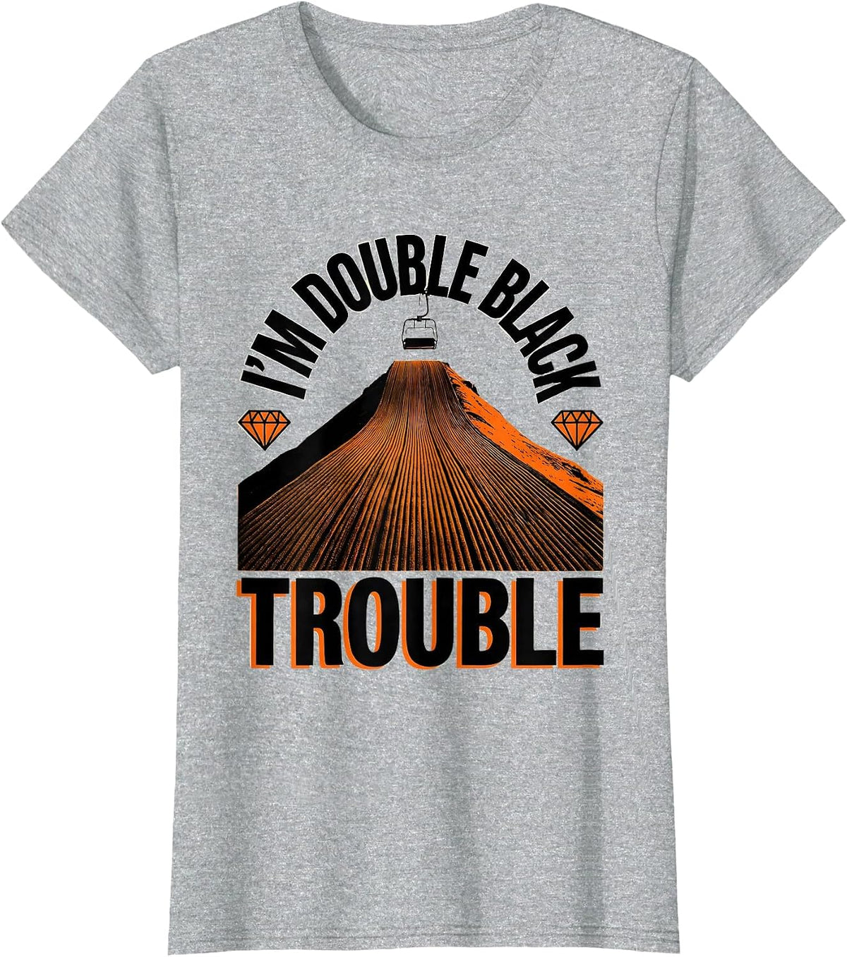 I'm Double Black Trouble Funny Ski Snowboard Dad Gift T-Shirt - Heather Grey