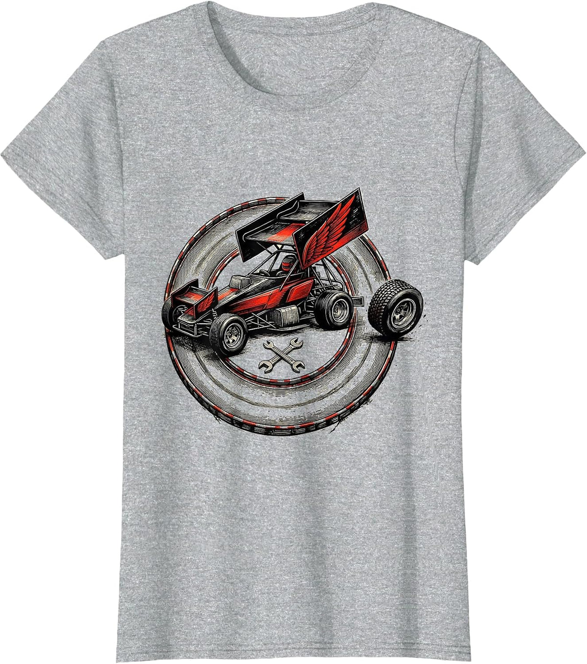 Winged Sprint Car RC Racing Humor Dirt Track T-Shirt - Heather Grey