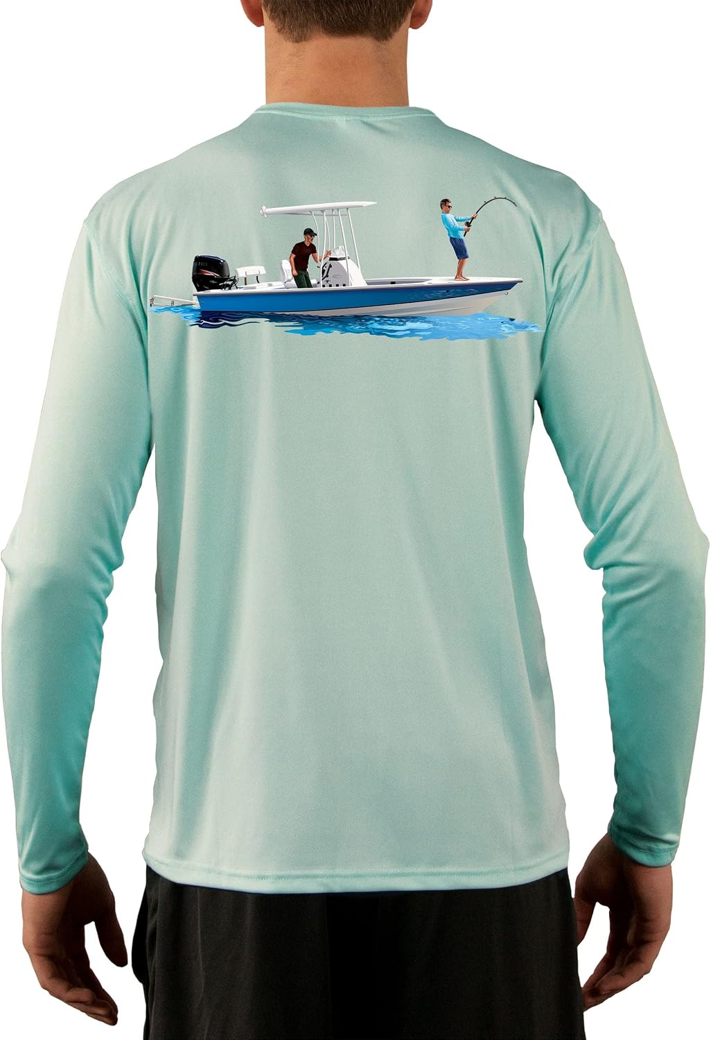 Skiff Life Center Console Bay Boat Fishing Shirts Men's Quick Dry Lightweight UPF 50+ Long Sleeve Shirt Moisture Wicking -