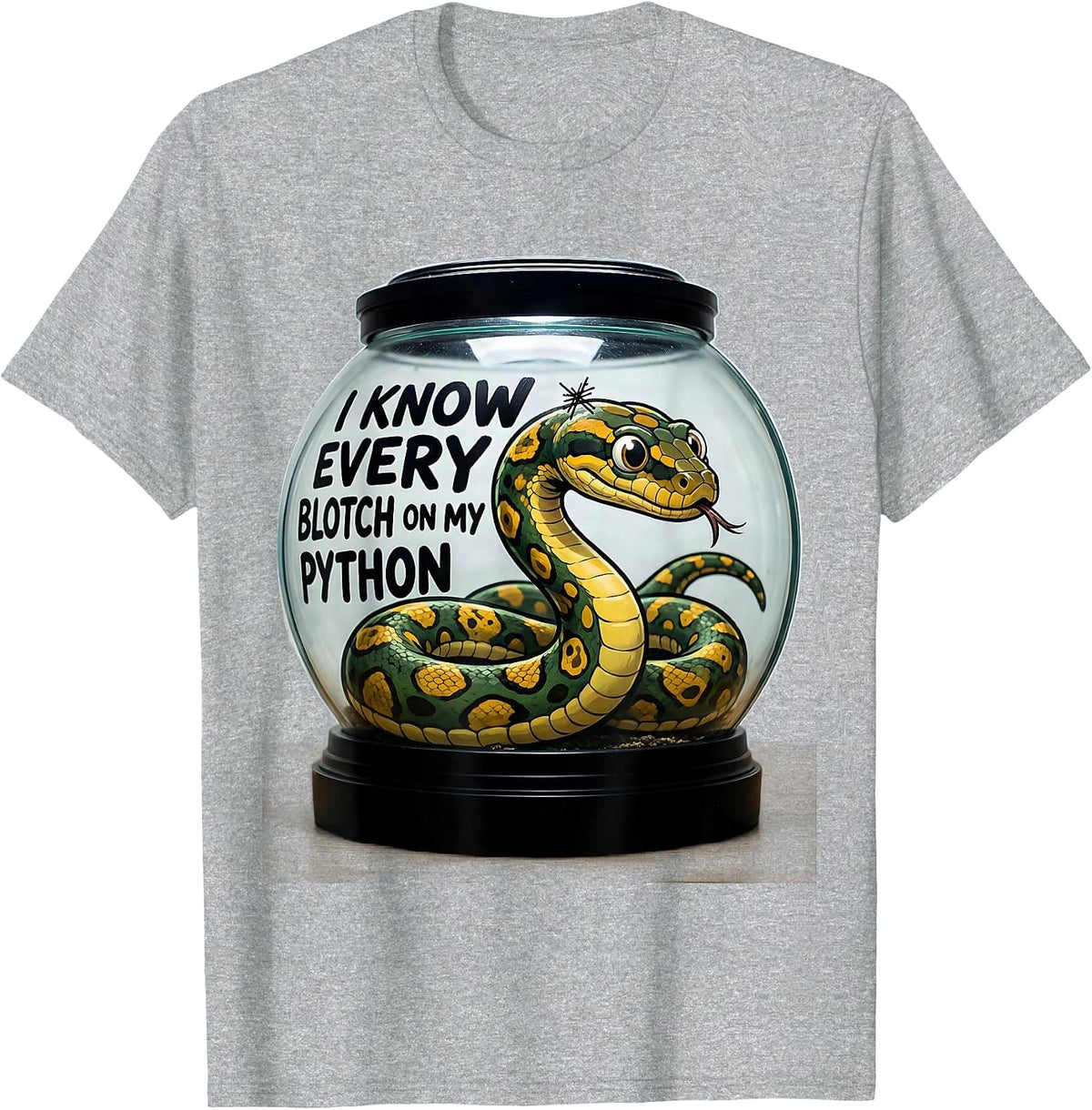 Men's I Know Every Blotch On My Python Funny Ball Python Reptile T-Shirt - Heather Grey
