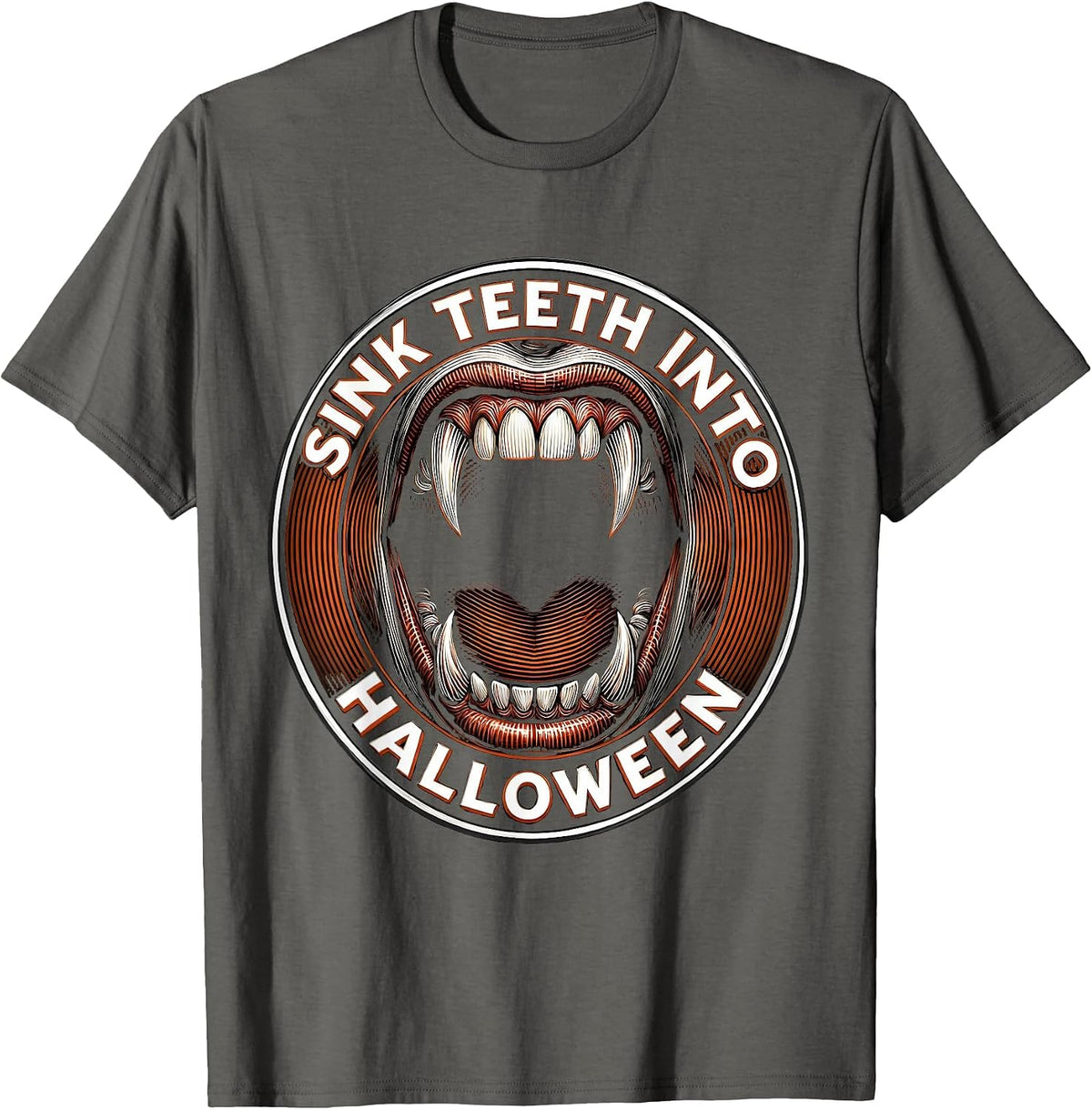 Sink Teeth Into Halloween Dental Design T-Shirt - Asphalt Grey
