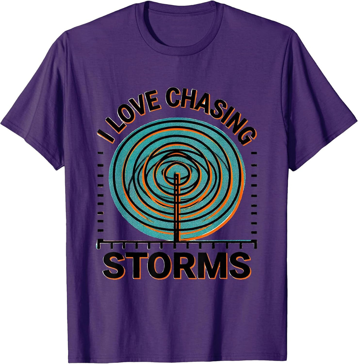 Men's I Love Chasing Storms Risograph Storm Chaser Meteorology T-Shirt - Purple