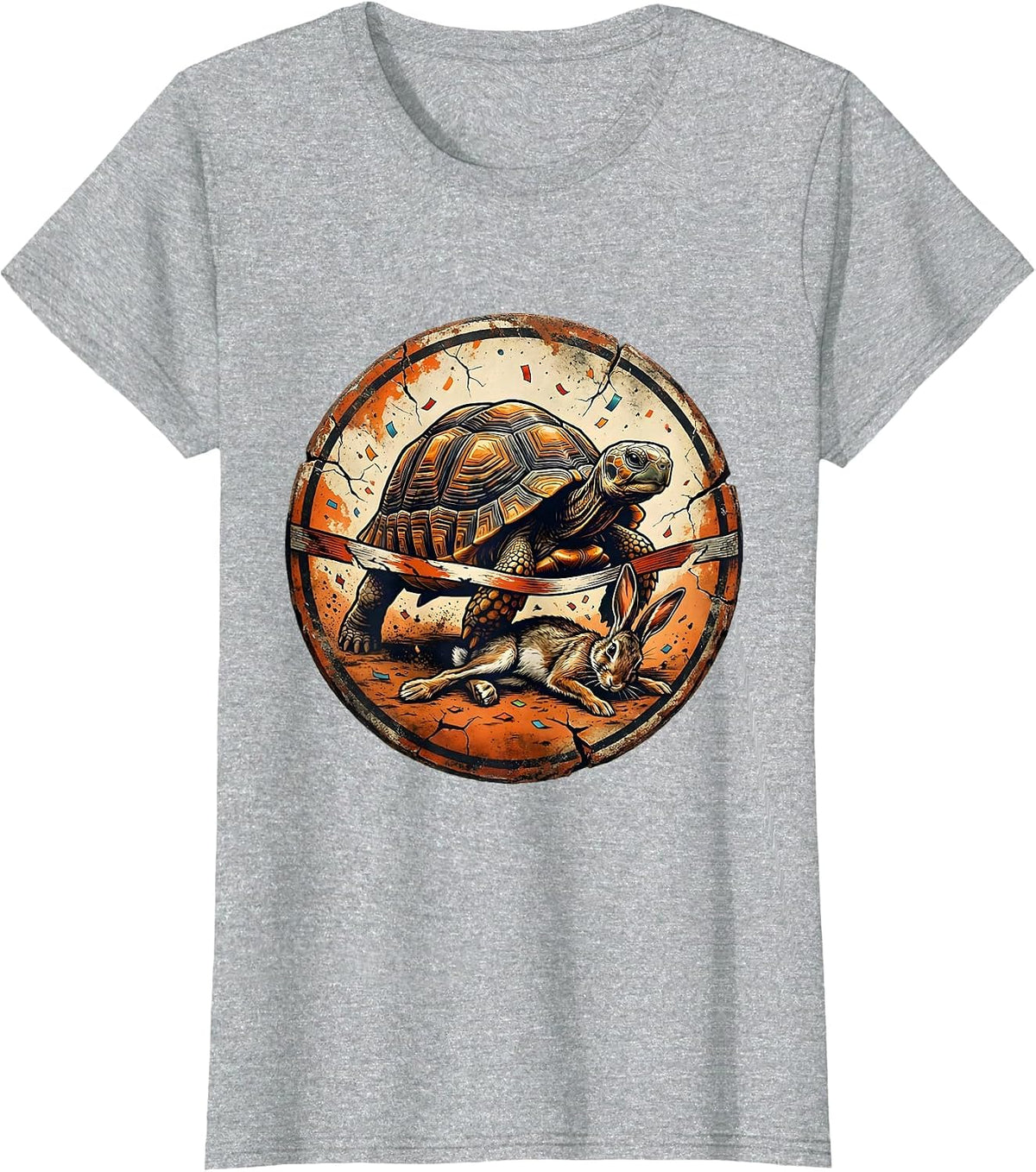 Women's Tortoise Beats Hare Finish Line Victory Graphic T-Shirt - Heather Grey