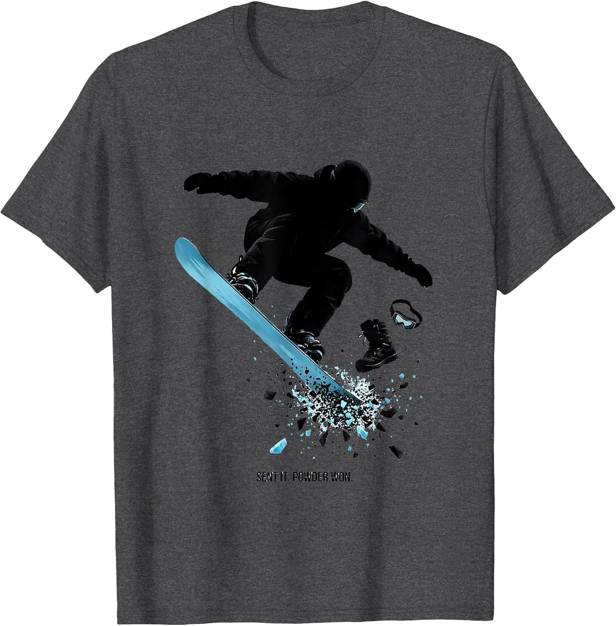 Sent It Powder Won Snowboarder Humor Vintage Skiing Gift T-Shirt - Dark Heather Grey