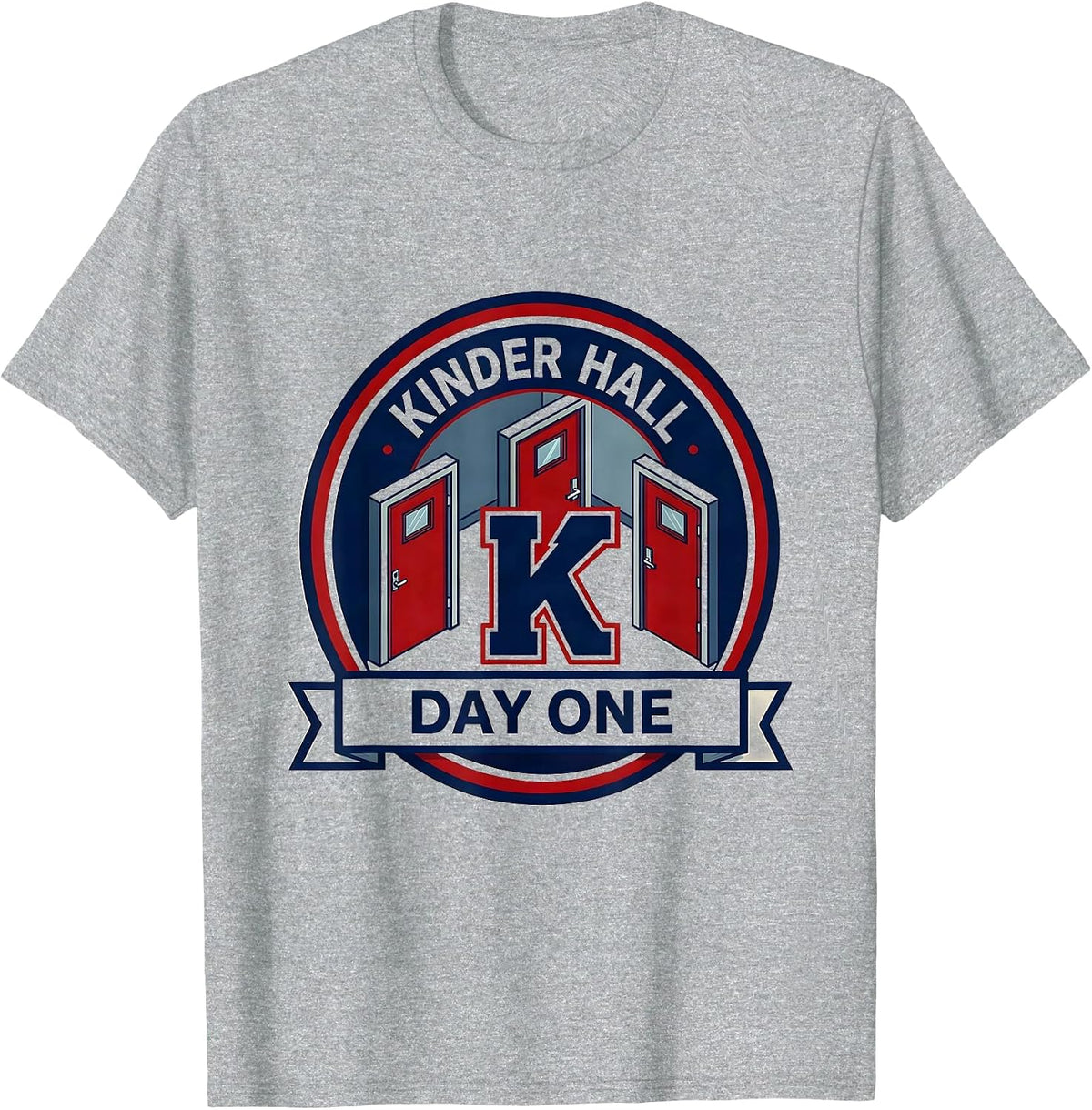 Men's Kinder Hall Day One Playful Kindergarten Teacher Back To T-Shirt - Heather Grey