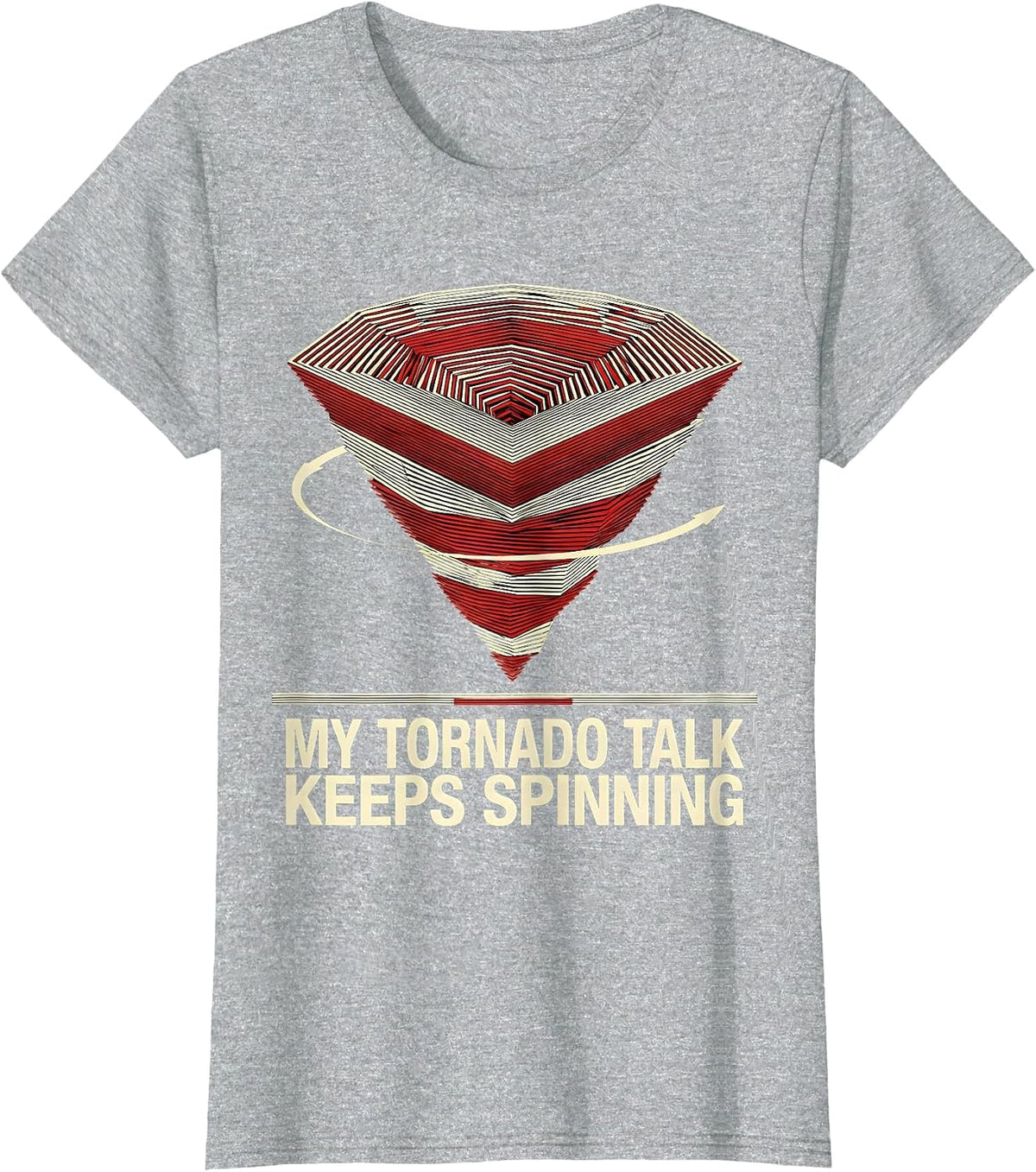 Women's My Tornado Talk Keeps Spinning Geometric Storm Chaser T-Shirt - Heather Grey